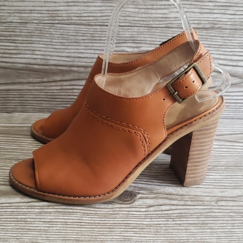 Madewell 6 brown/tan open toe feet cage heels